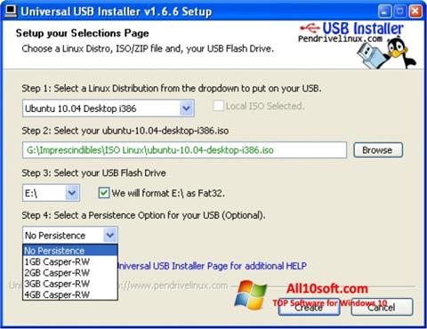 截图 Universal USB Installer Windows 10