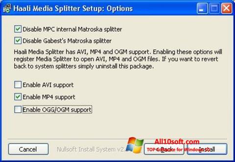 截图 Haali Media Splitter Windows 10