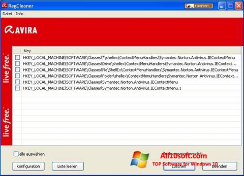 截图 Avira Registry Cleaner Windows 10