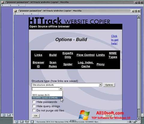 截图 HTTrack Website Copier Windows 10
