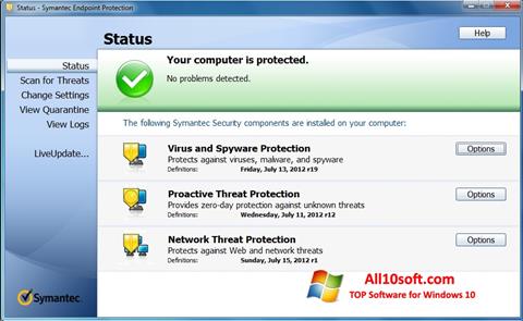 截图 Symantec Endpoint Protection Windows 10